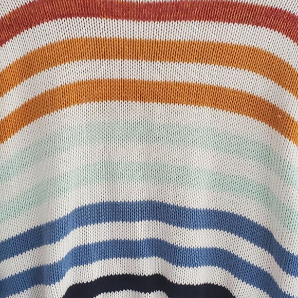 Lulus Charli Blue Striped Loose Knit Sweater Drop Shoulder Crewneck - Picture 5 of 12